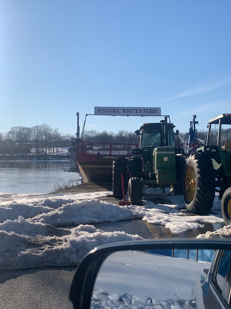 Historic White's Ferry on the Potomac River in winter